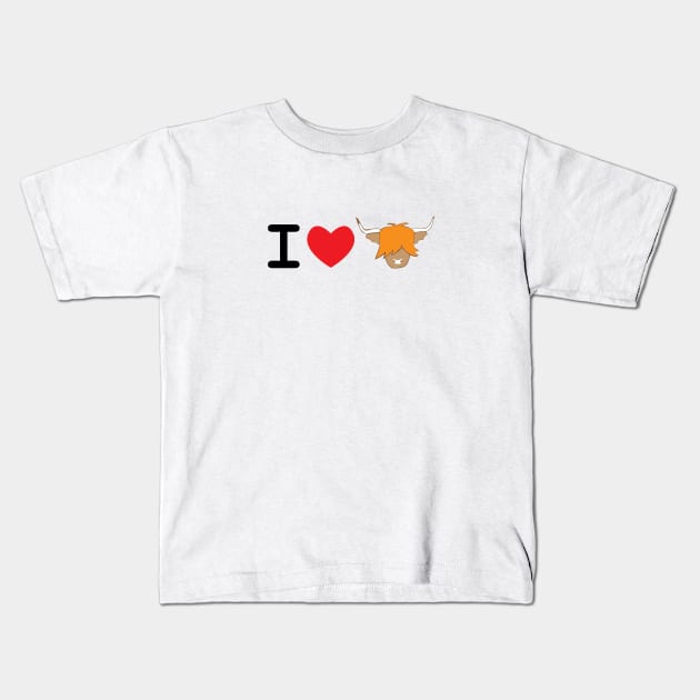 I love Highland cow -ginger cow - red heart Kids T-Shirt by ayelandco